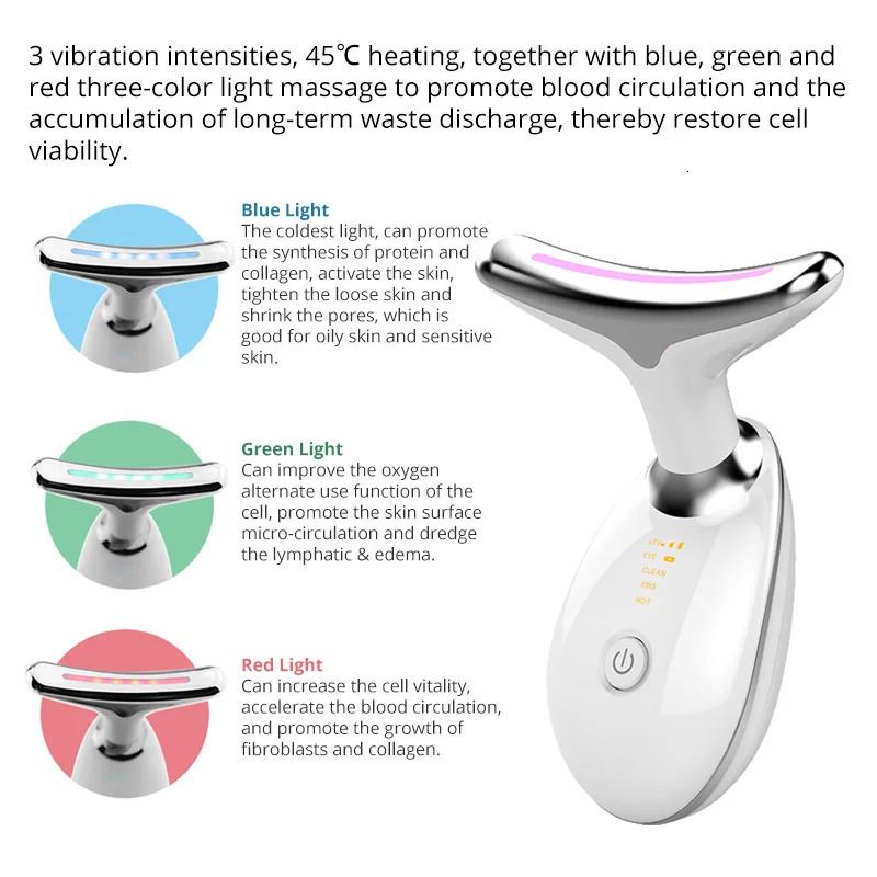 Face Care Devices Electric LED Pon Micro-currentt Neck Face Wrinkle Removal Massager EMS Lifting and Tighten Massage Device ION Skin Care Tool 231030