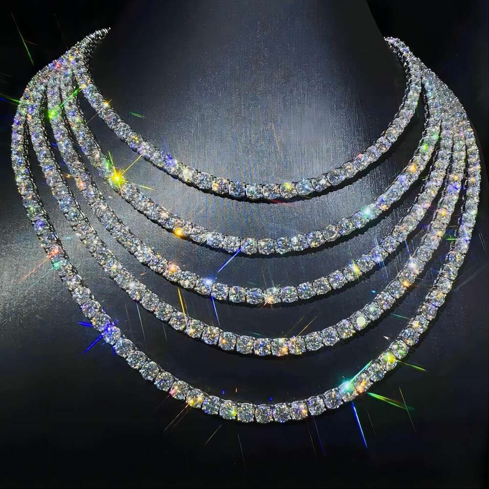 moissanite necklace designer jewelry cuban link Hip Hop Necklace Pass Dia Tester Vvs Moissanite Iced Out bracelet chains for men tennis chain