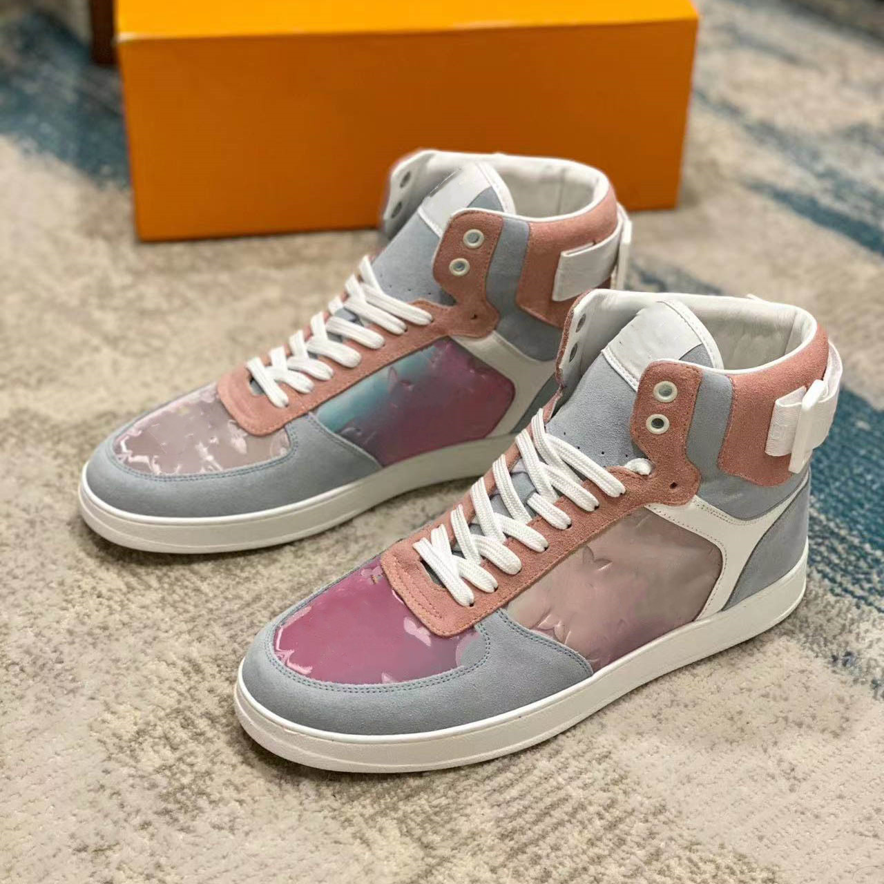 Rivoli Sneaker Designer Shoes boots Luxury Men high top Sneakers Designers calfskin boot rainbow Trainers 38-46 06