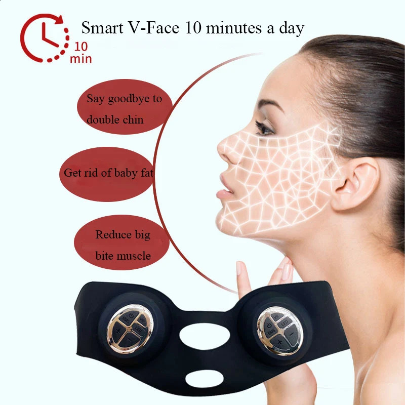 Face Care Devices Electric Mask EMS Microcurrent Vibration Vshaped Chin Lifting Tighten Anti Wrinkle Skin Massage Instrument 231030