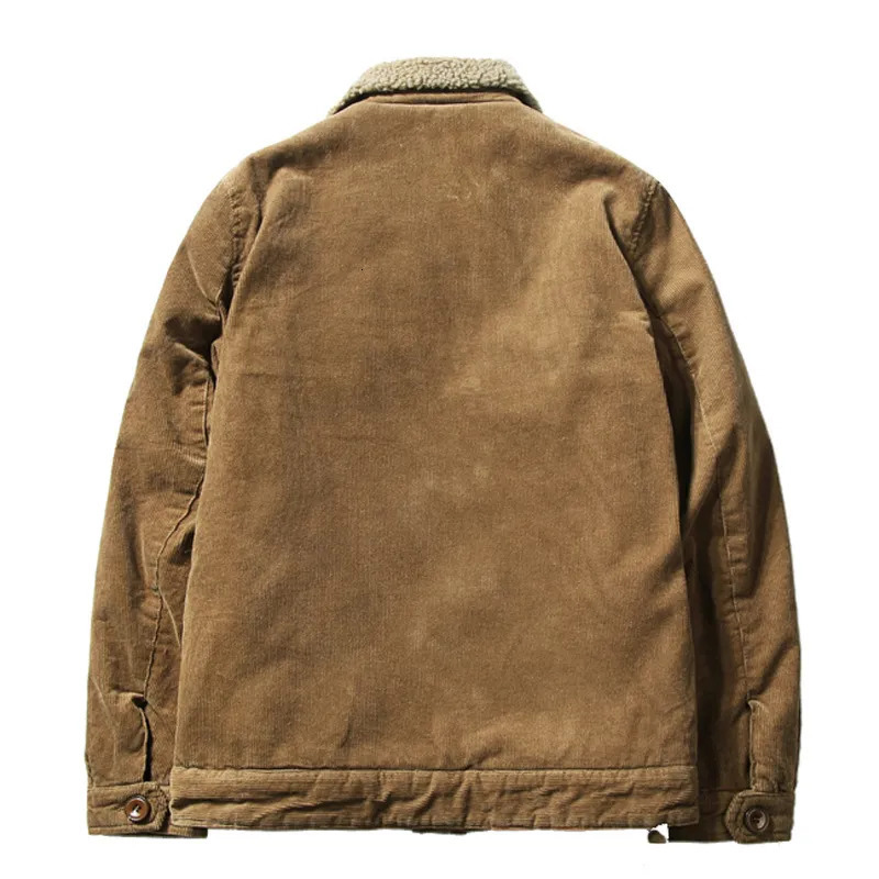Men's Jackets Men's Winter Button Jacket Plus Velvet Overcoat Corduroy Tooling Casual Parka Korean Fashion Solid Color Cotton Jacket Men 231