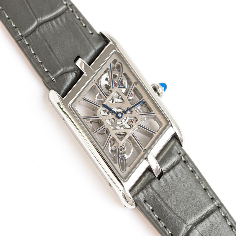 Men's watch 47 * 36mm thick 7.8mm hollow complex watch with imported Swiss quartz movement cowhide strap original needle buckle fashionable watch