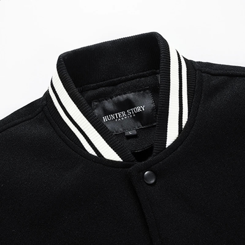 Men's Jackets High Level Men Women Leather Sleeve College Baseball Jacket Letterman Wool Varsity Coat Green Grey Navy Blue Black 231030