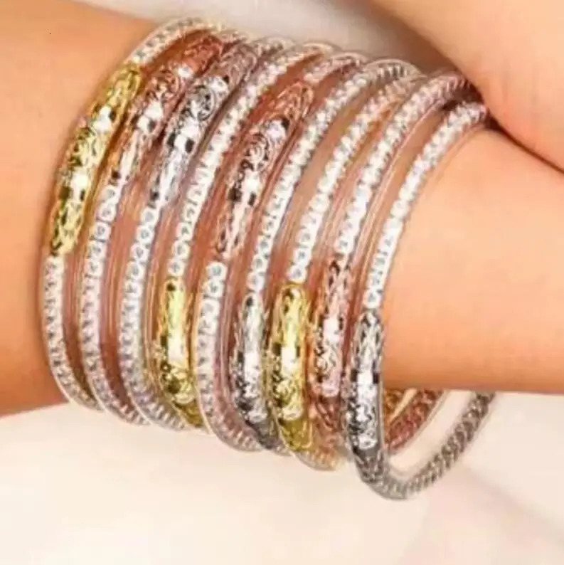 Charm Bracelets 3pcs/Set Rhinestone Crystal Glitter Silicone Bracelet Sparkling Fashion Jelly Bangles Present Idea for Women Girls 231030