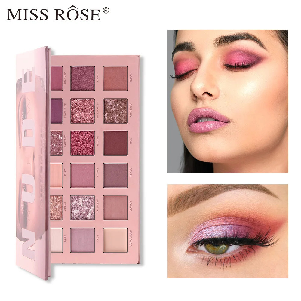 Eye Shadow MISS ROSE 18 Color HUDA Pearlescent Matte Eye Shadow Professional Color Make-up Multicolored Eye Shadow Disc 231031