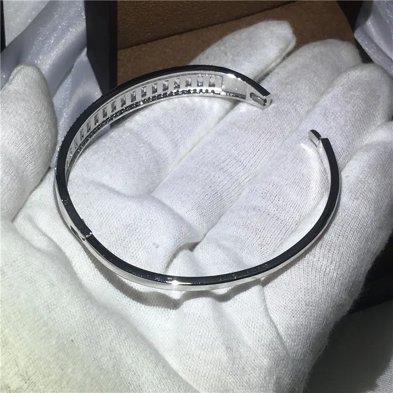 Baguette cut Diamond Bangle Trendy 925 Sterling Silver Party Engagement bangles Bracelets for women Bridal wedding accessaries 231030