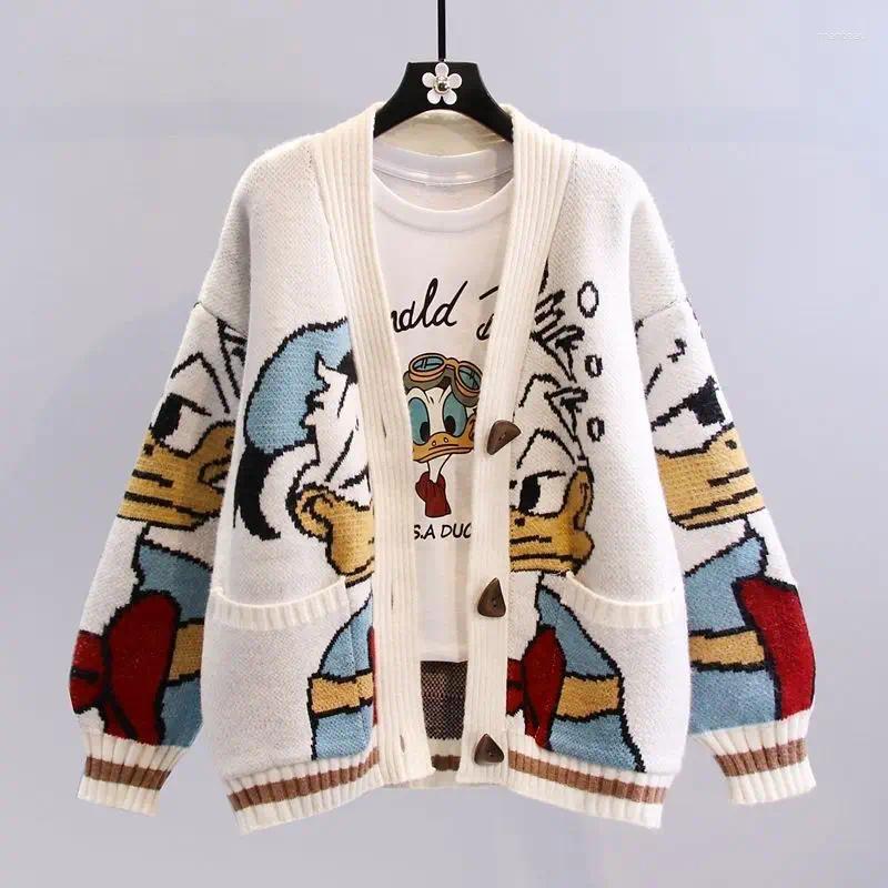 Womens Vests Lazy Wind Loose Versatile Thickened Knitted Cardigan Hoodies Japanese Cartoon Sweater Coat Women Autumn Winter Sweaters