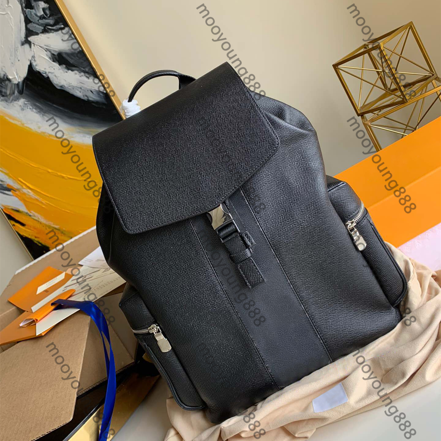 12A Upgrade Mirror Quality Designer Medium Outdoor Backpack 37cm Mens Womens Coated Canvas Purse Bags Double Strap Shoulder Bag Luxurys Black Leather Handbags