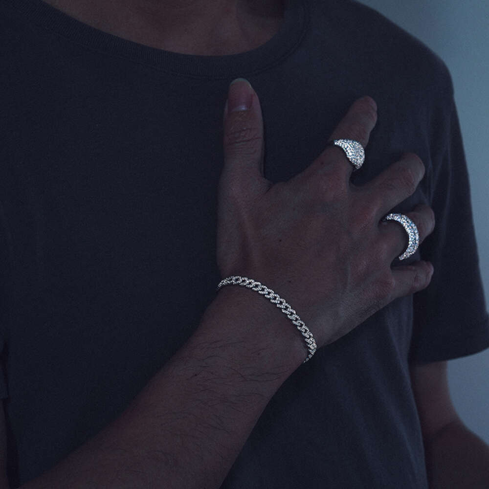 designer necklace bracelet hip hop rock Solid Sterling Sier Created moissanite dias cuban bracelets for men women fine jewelry Drop shipping 6MM