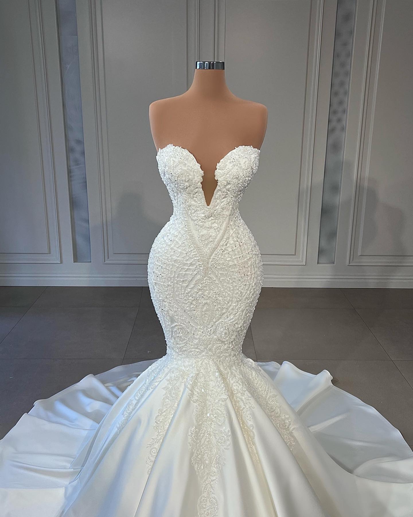 Gorgeous Lace Mermaid Dresses Sweetheart V Neck Wedding Dress Appliques Sweep Train Robe De Mariee Bridal Gowns 6660305