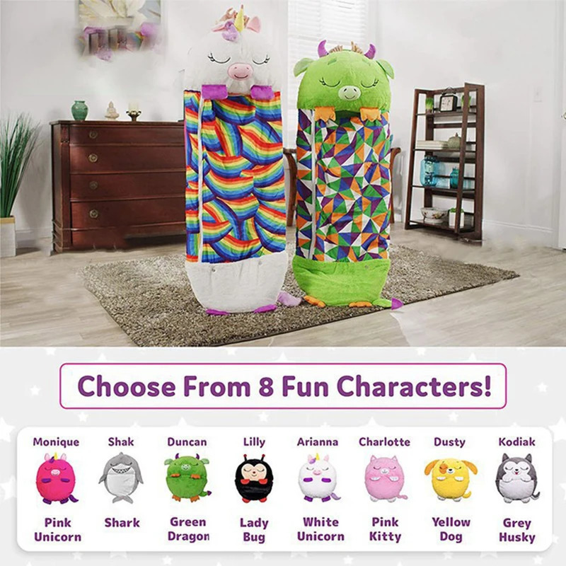 Sleeping Bags Children Cartoon Sleeping Bags Winter Autumn Pillow Soft Plush Doll Unicorn Dinosaur Lazy Sleepsacks for Boy Girl Birthday Gift 231031