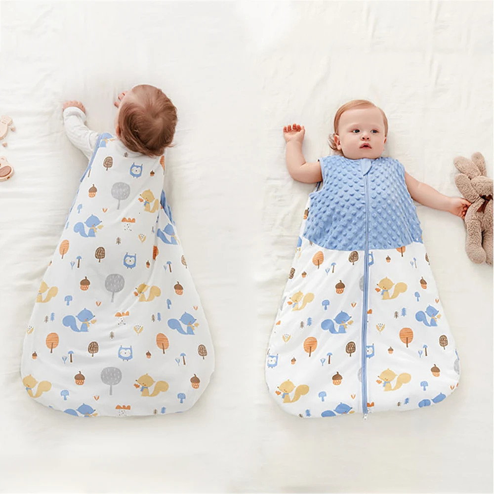 Sleeping Bags Baby Sleepsack 3-24Months Autumn Baby Sleeping Bag Blanket 1.5Tog Doudou Soft Feeling Starfish Shell Print Vest Style 231031