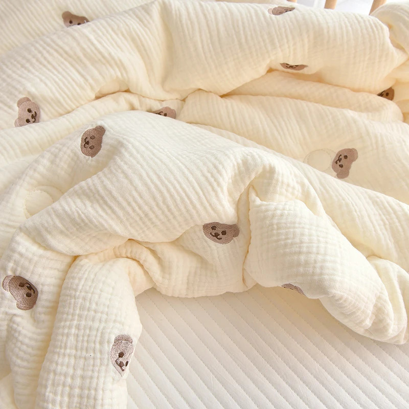 Bedding Sets MILANCEL Winter Baby Quilt Kids Six Layer Crepe Seersucker Thick Air Conditioning Quilt 231031