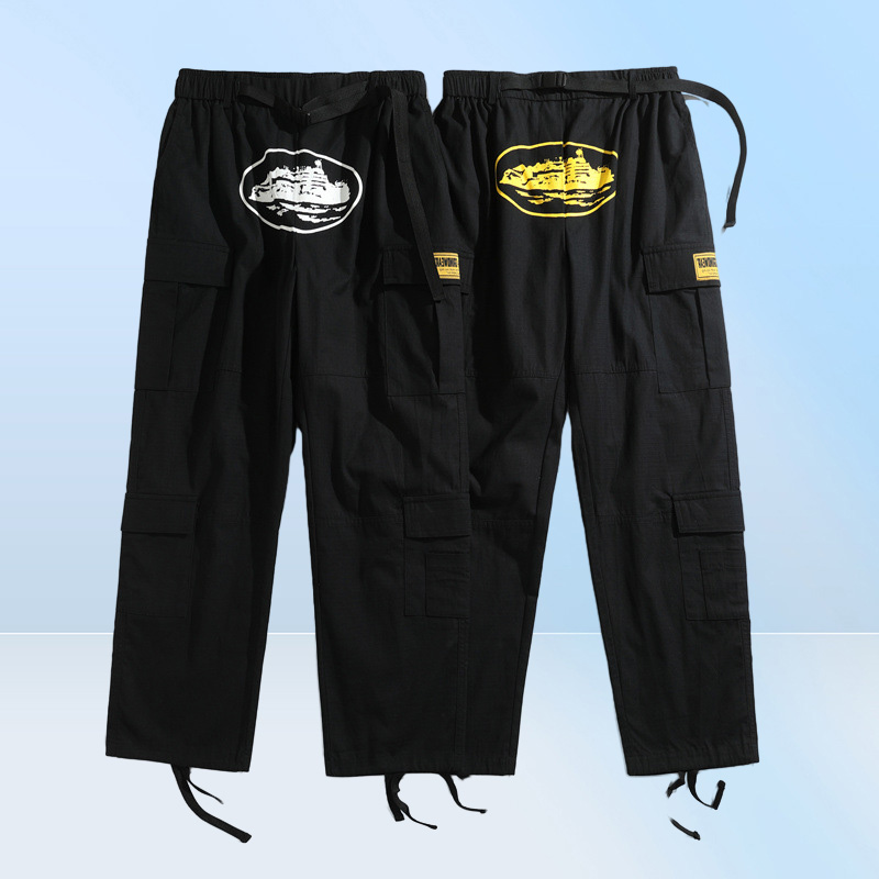 Men039s Pants Cargo Mens Streetwear Hip Hop Printed Casual Trousers Military Retro Multipockets Straight Loose Overalls Couple