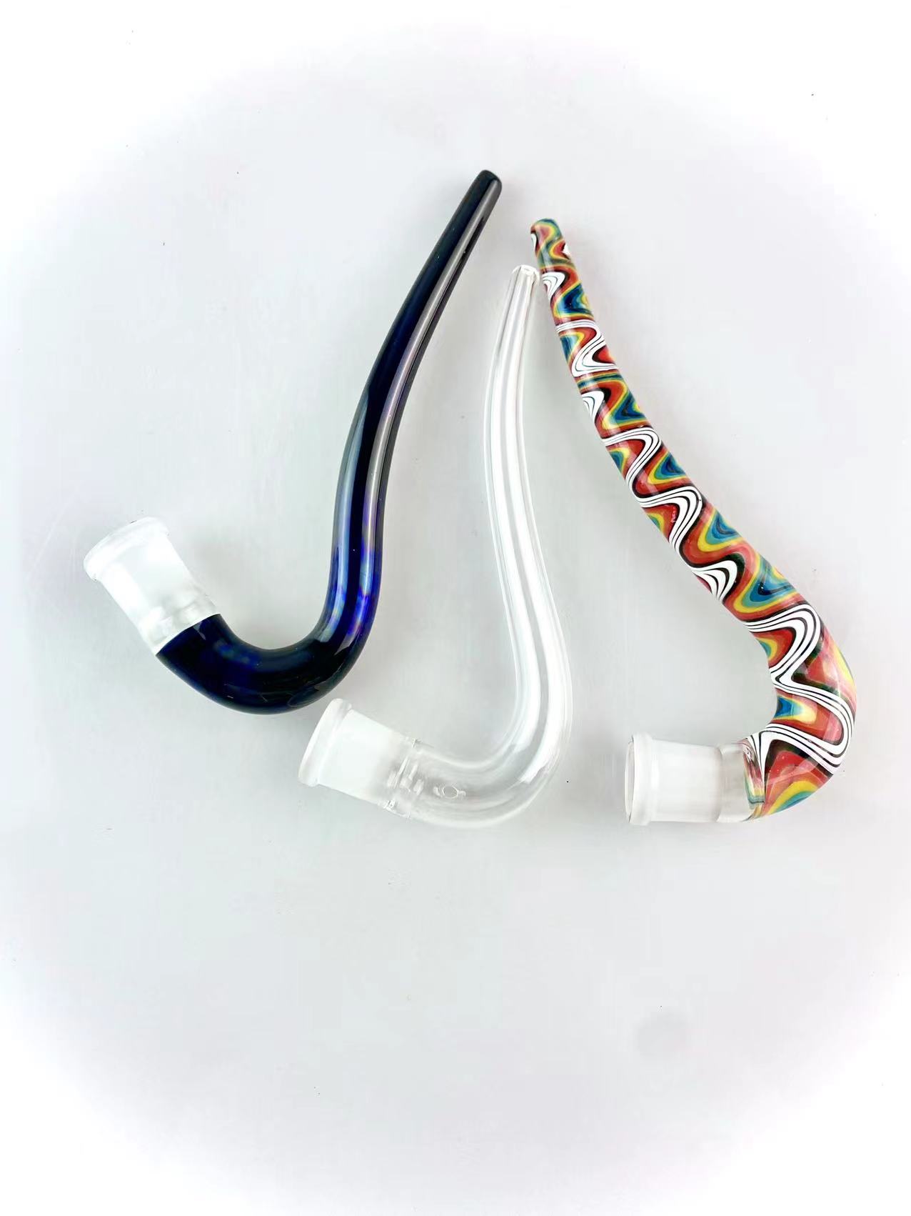 Hookah pipe traditional style clear & wigwag & black fumed , 18 mm joint