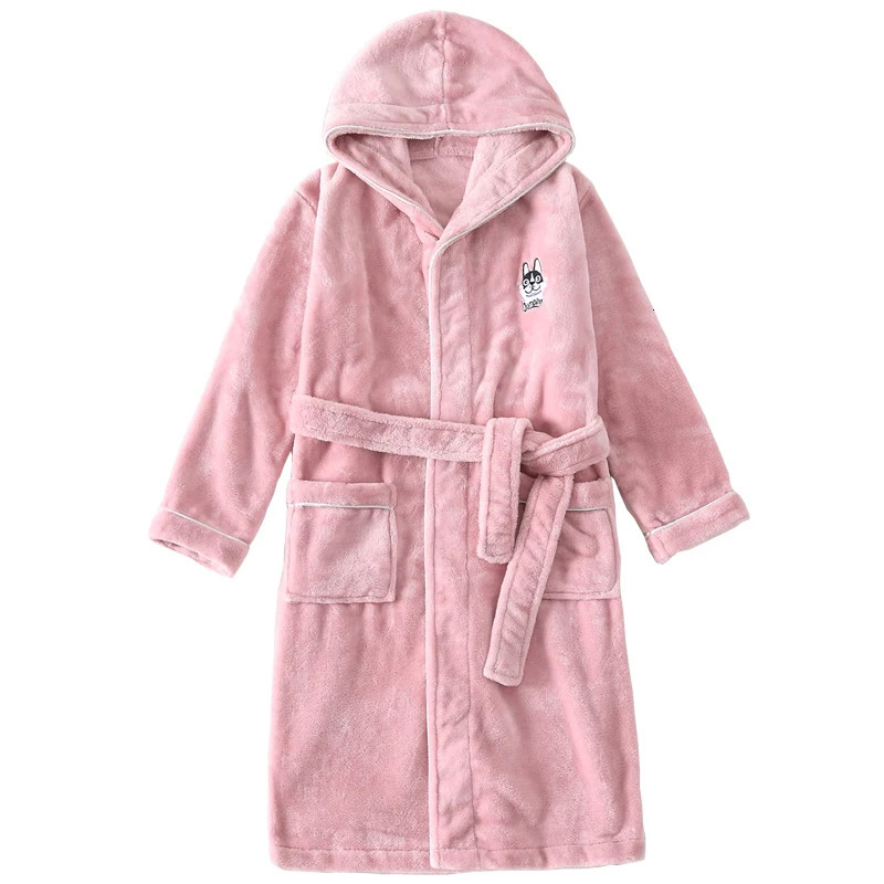 Pajamas Arrival Winter Bathrobe for Children Flannel Warm Lengthen Robe Thicken Hooded Dressing Gown Girl Boys Coral Velvet Pajamas 231031