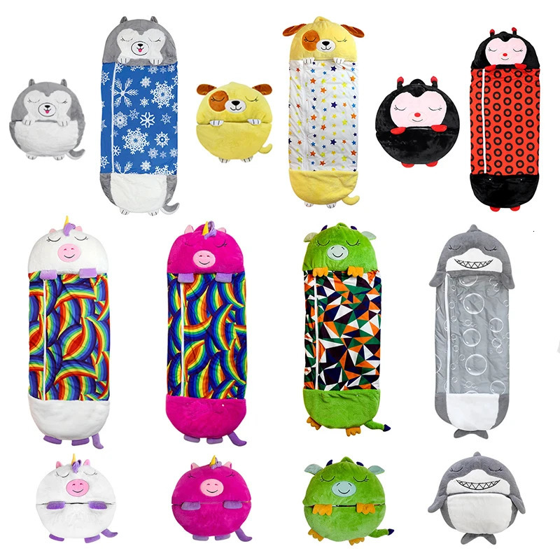 Sleeping Bags Children Cartoon Sleeping Bags Winter Autumn Pillow Soft Plush Doll Unicorn Dinosaur Lazy Sleepsacks for Boy Girl Birthday Gift 231031
