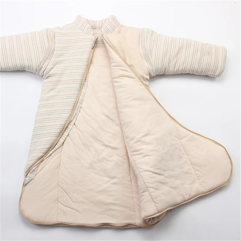 Sleeping Bags Autumn Winter Baby Sleeping Bag Sack with Detachable Long Sleeves Super Soft Cotton Warm Wearable Blanket for Infants Toddler 231031