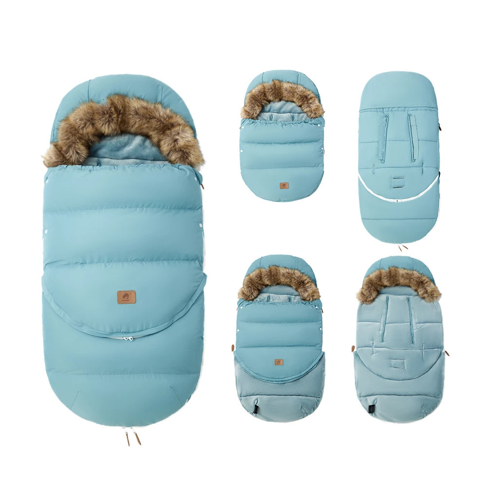 Sleeping Bags Baby Sleeping Bag In Stroller Winter Windproof Fur Collar Removable 2 Styles Footmuff 0-36 Months For Cart Basket born 231031