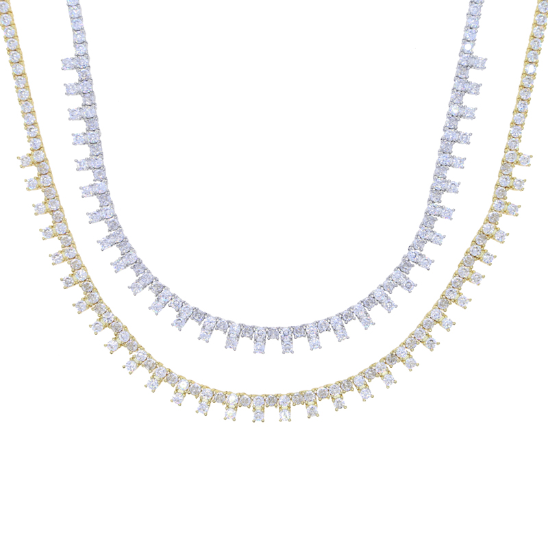 3mm Round Zircon Tennis Chain Choker Necklace Drop Charm Hip Hop Women Men Full Paved 5A Cubic Zirconia Christmas Valentine Gift Jewelry