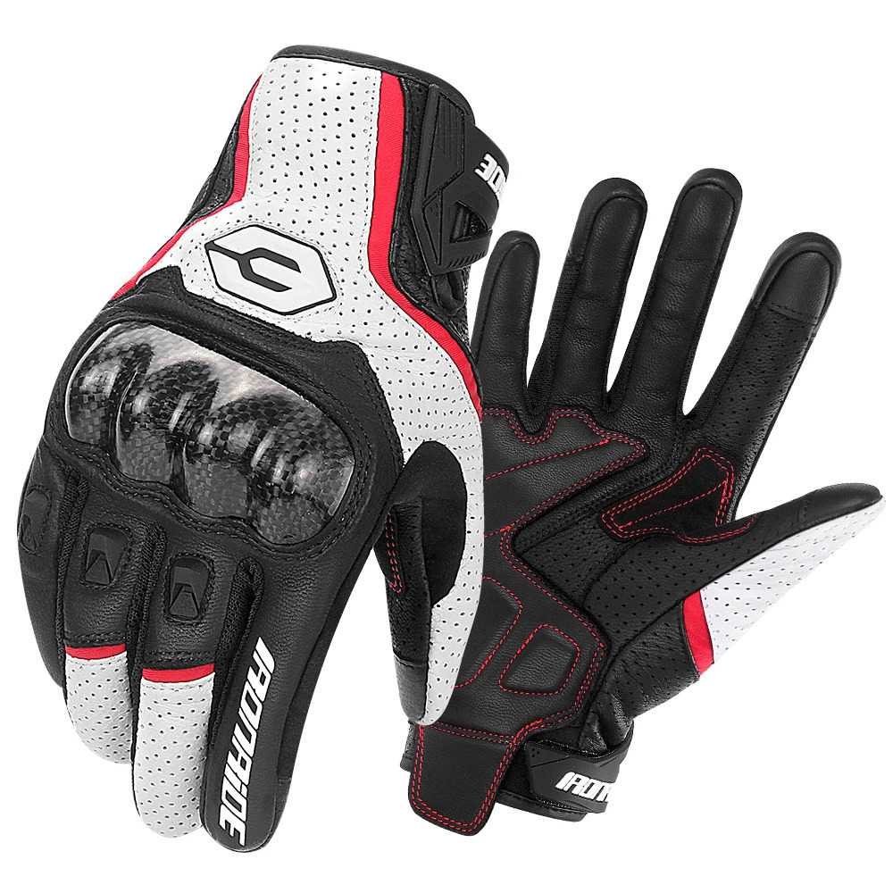 Cycling Gloves Carbon Fiber Motorcycle Cowhide Leather Moto Motorbike Motocross Antislip Protective Gear 231031