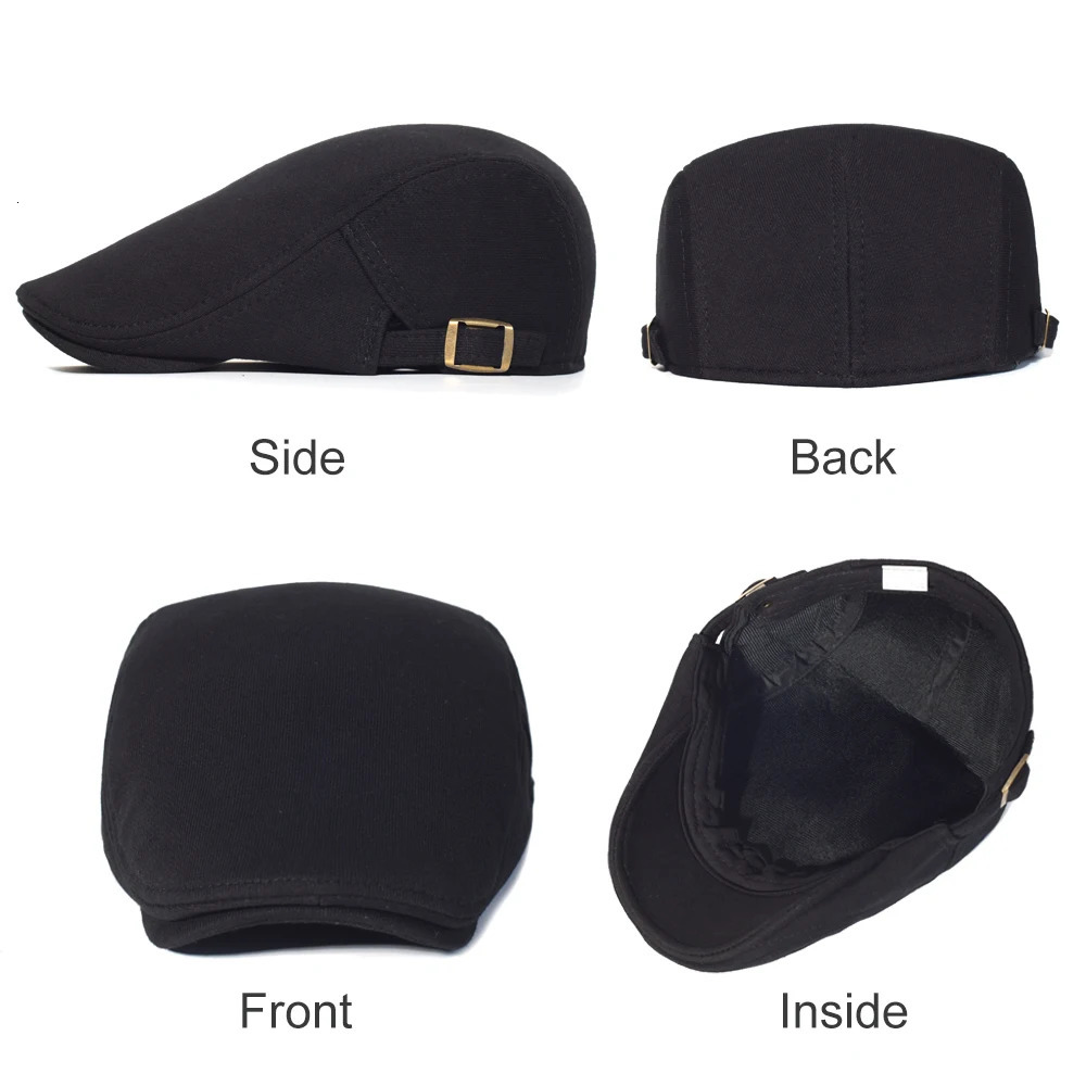Berets Cotton Adjustable sboy Caps Men Woman Casual Beret Flat Ivy Cap Soft Solid Color Driving Cabbie Hat Unisex Black Gray Hats 231030