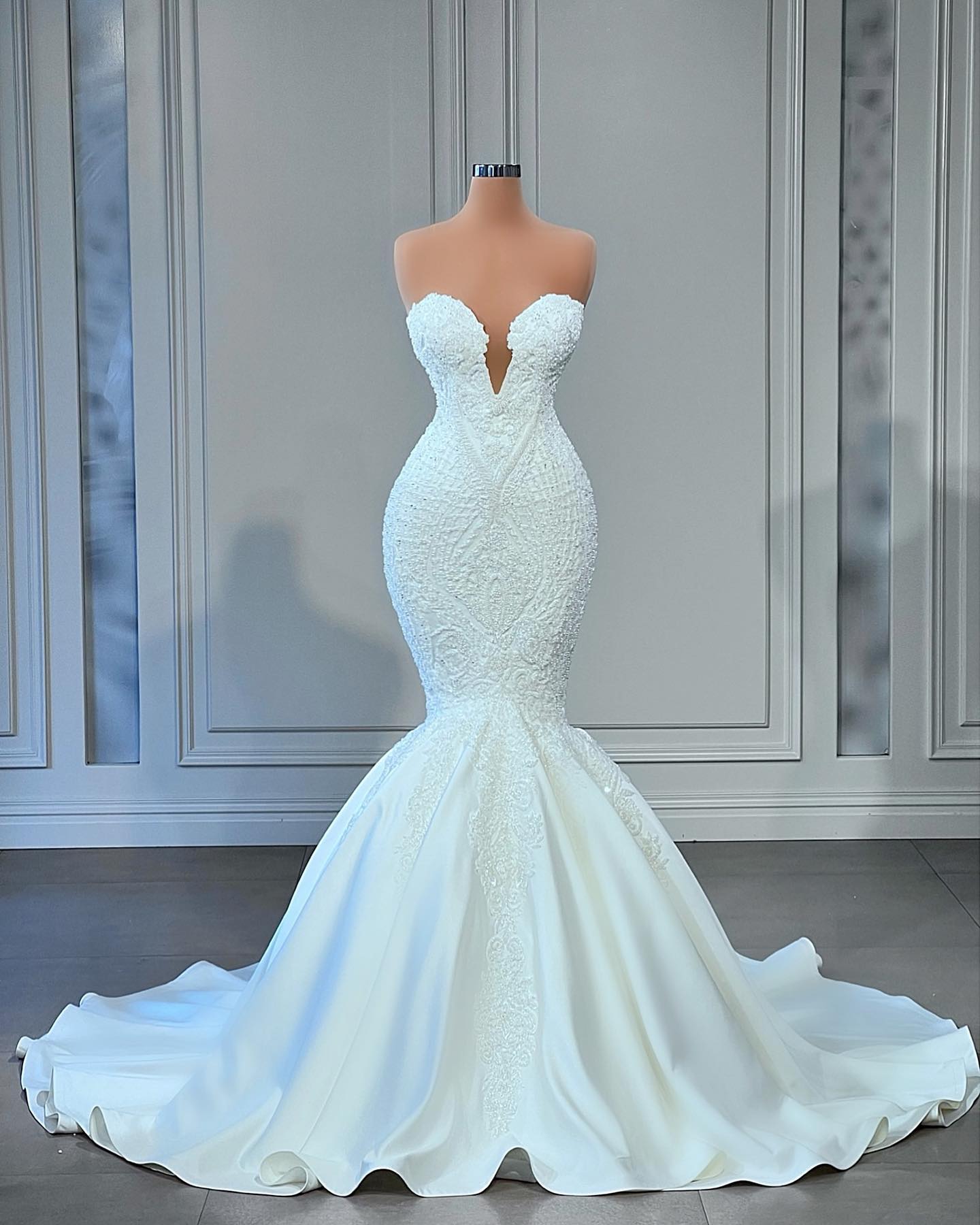 Gorgeous Lace Mermaid Dresses Sweetheart V Neck Wedding Dress Appliques Sweep Train Robe De Mariee Bridal Gowns 6660305