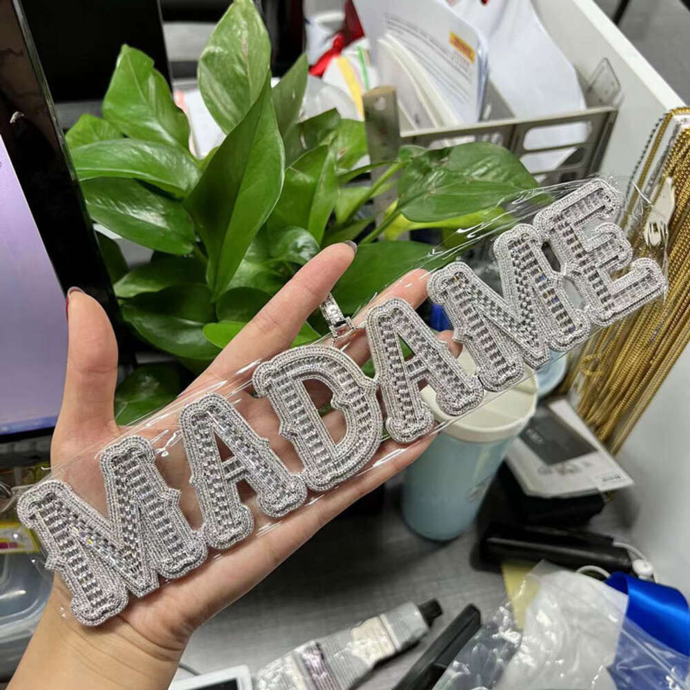 Icy Letter Charm Pendant Real Gold Plated Women Hip Hop Jewelry Iced Out DIY Private Custom Name Moissanite Dia NecklaceCustom alphanumeric