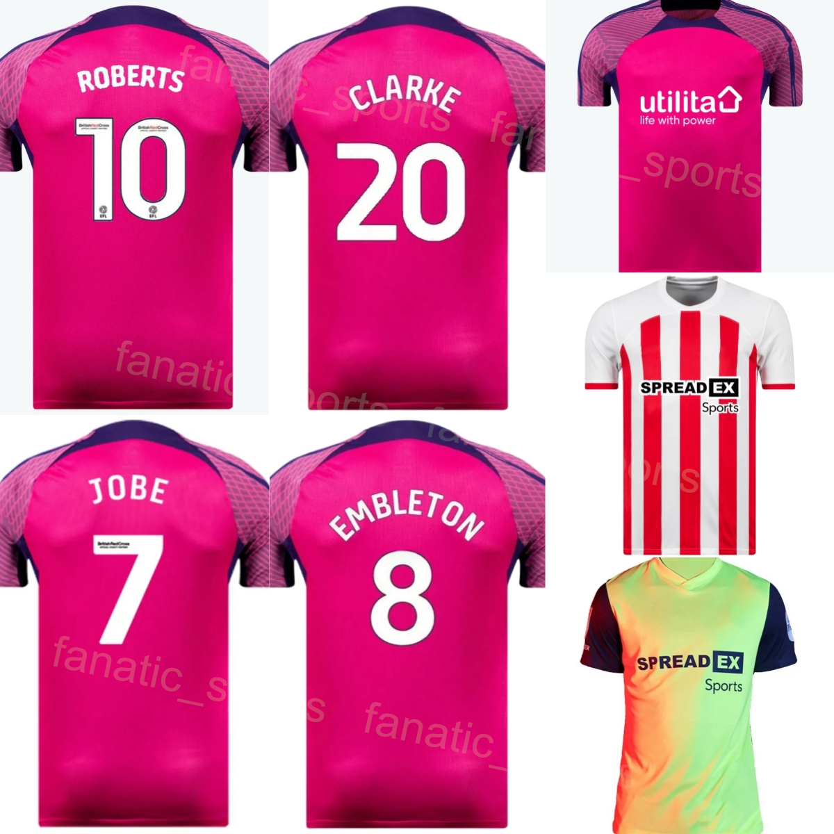 FC Soccer 7 Jobe Bellingham Jersey 23-24 Club Team 1 Anthony Patterson 20 Jack Clarke 17 Abdoullah Ba 24 Daniel Neil Football Shirt Uniform For Sport Fans SangDeLan