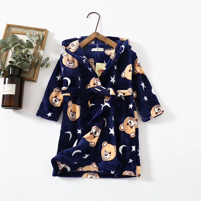 Pajamas Autumn And Winter Girls Robes Baby Girls Sleepwear Bathrobe Girl Princess Robes Kids Hooded Homewear Cartoon Child Pajamas 231031