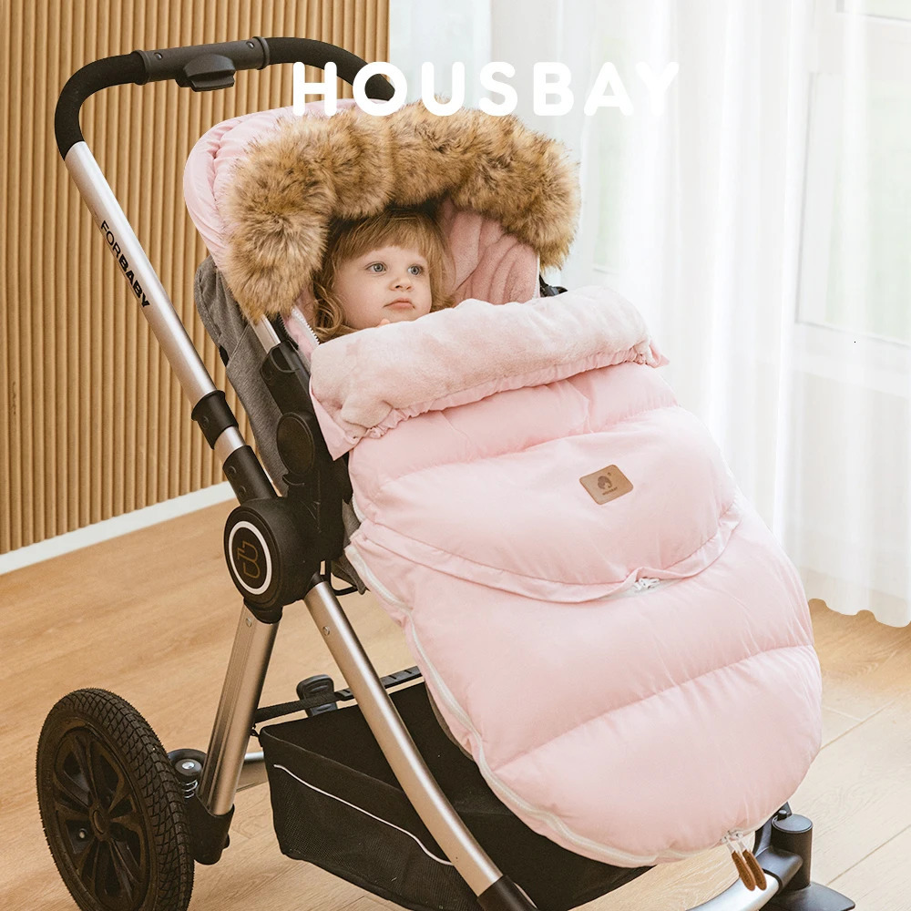 Sleeping Bags Baby Sleeping Bag In Stroller Winter Windproof Fur Collar Removable 2 Styles Footmuff 0-36 Months For Cart Basket born 231031