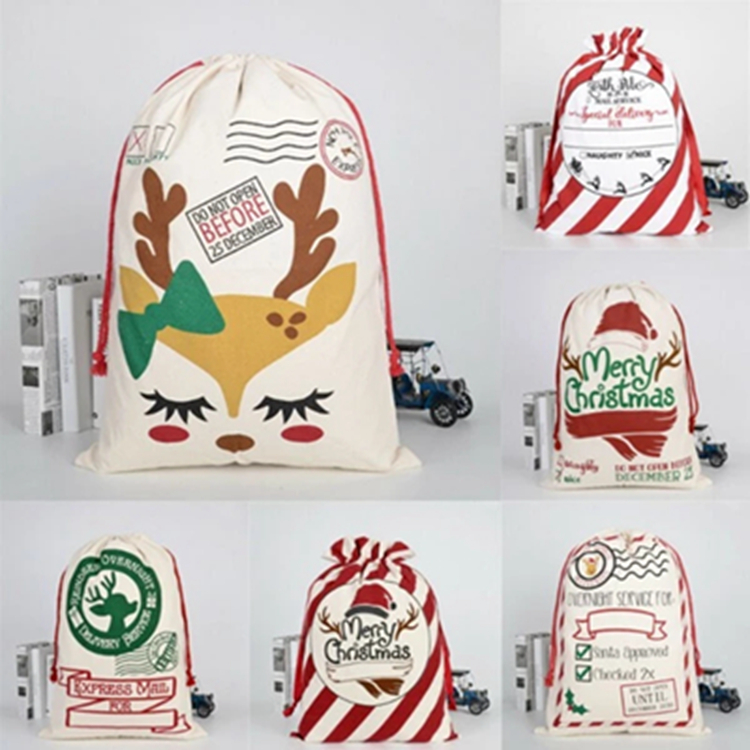 Santa Sacks Monogrammable Christmas Gift Bags SantaSack Drawstring Bag SantaClaus Deer 33 Designs Bulk in Stock YW244-WLL