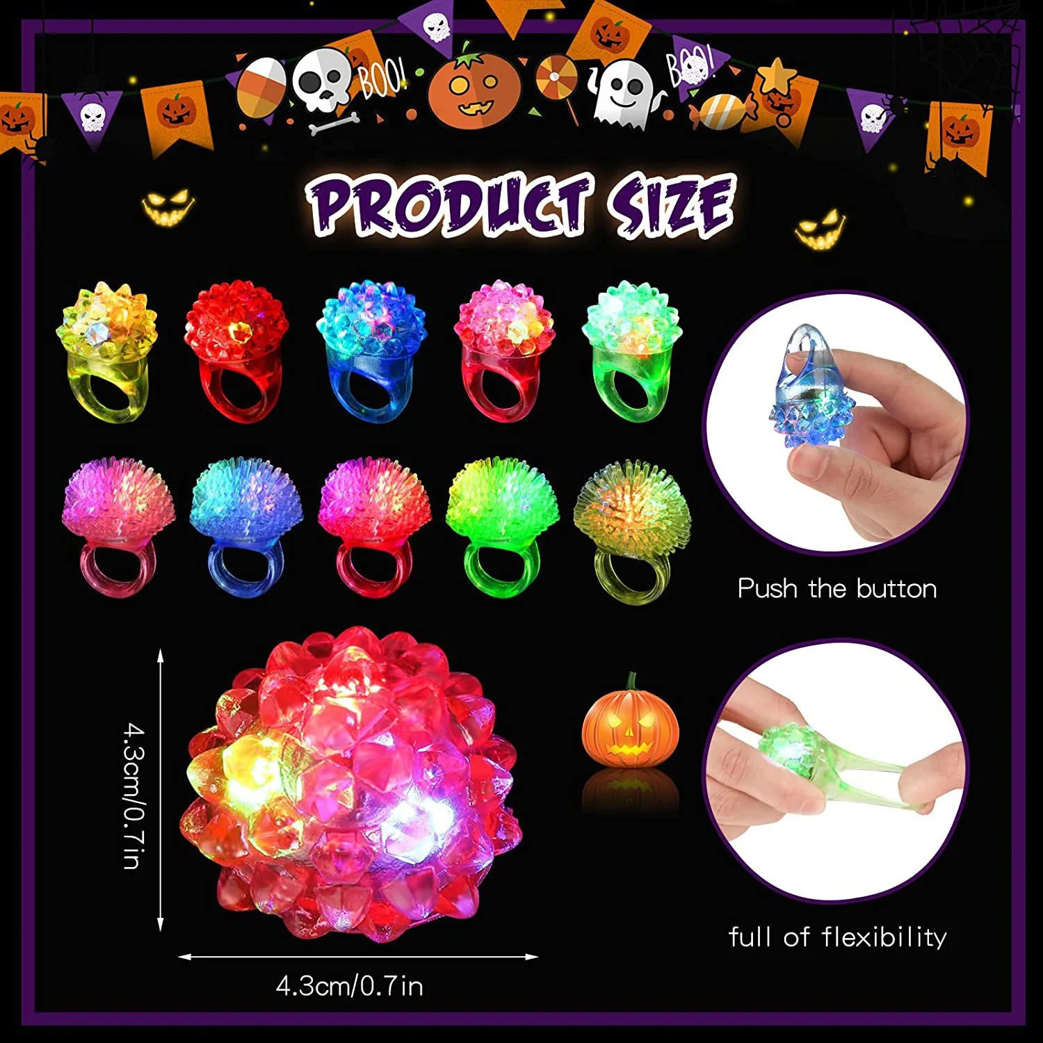 Led Rave Toy 10/20/30/40/50/60pcs Glowing Rings LED Light Up Luminous Rings Party Favor Toys Flash Led Lights Glow In The Dark Party Supplies 231030