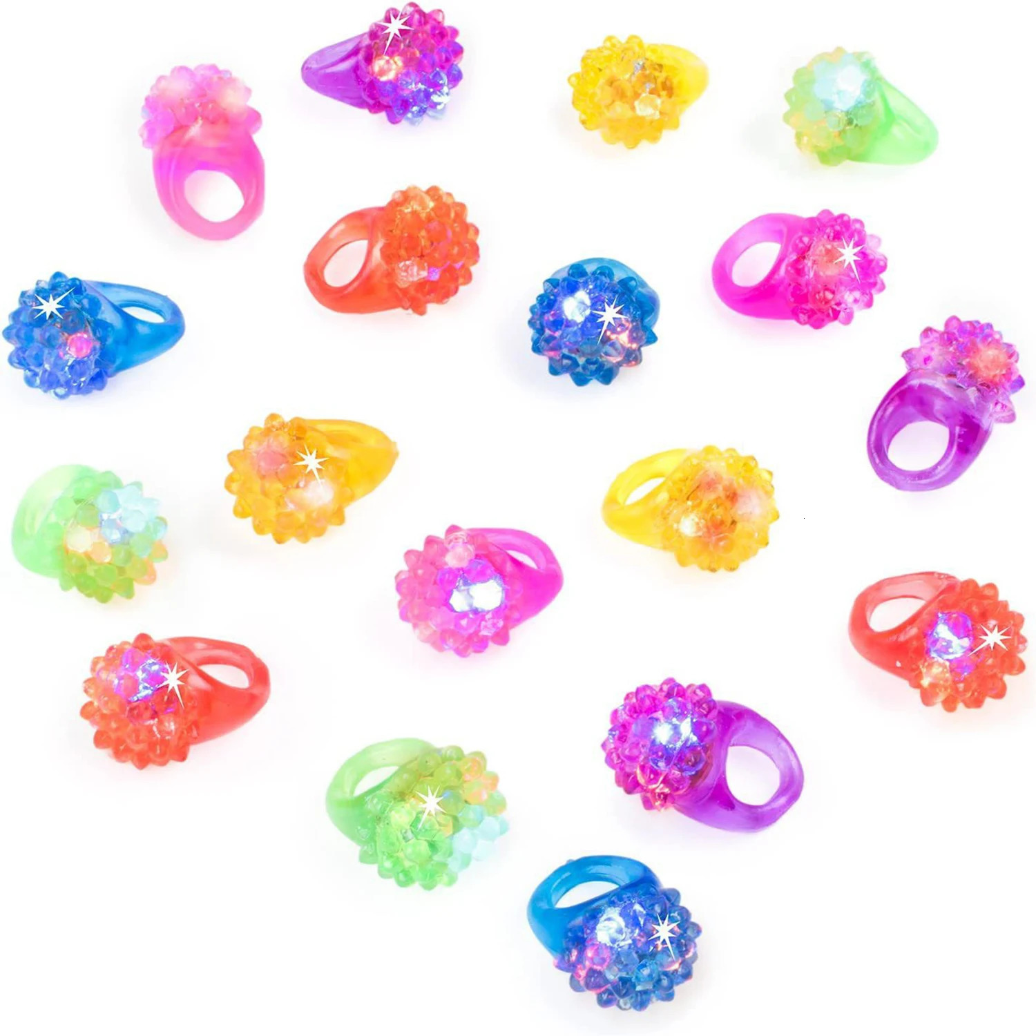 Led Rave Toy 10/20/30/40/50/60pcs Glowing Rings LED Light Up Luminous Rings Party Favor Toys Flash Led Lights Glow In The Dark Party Supplies 231030