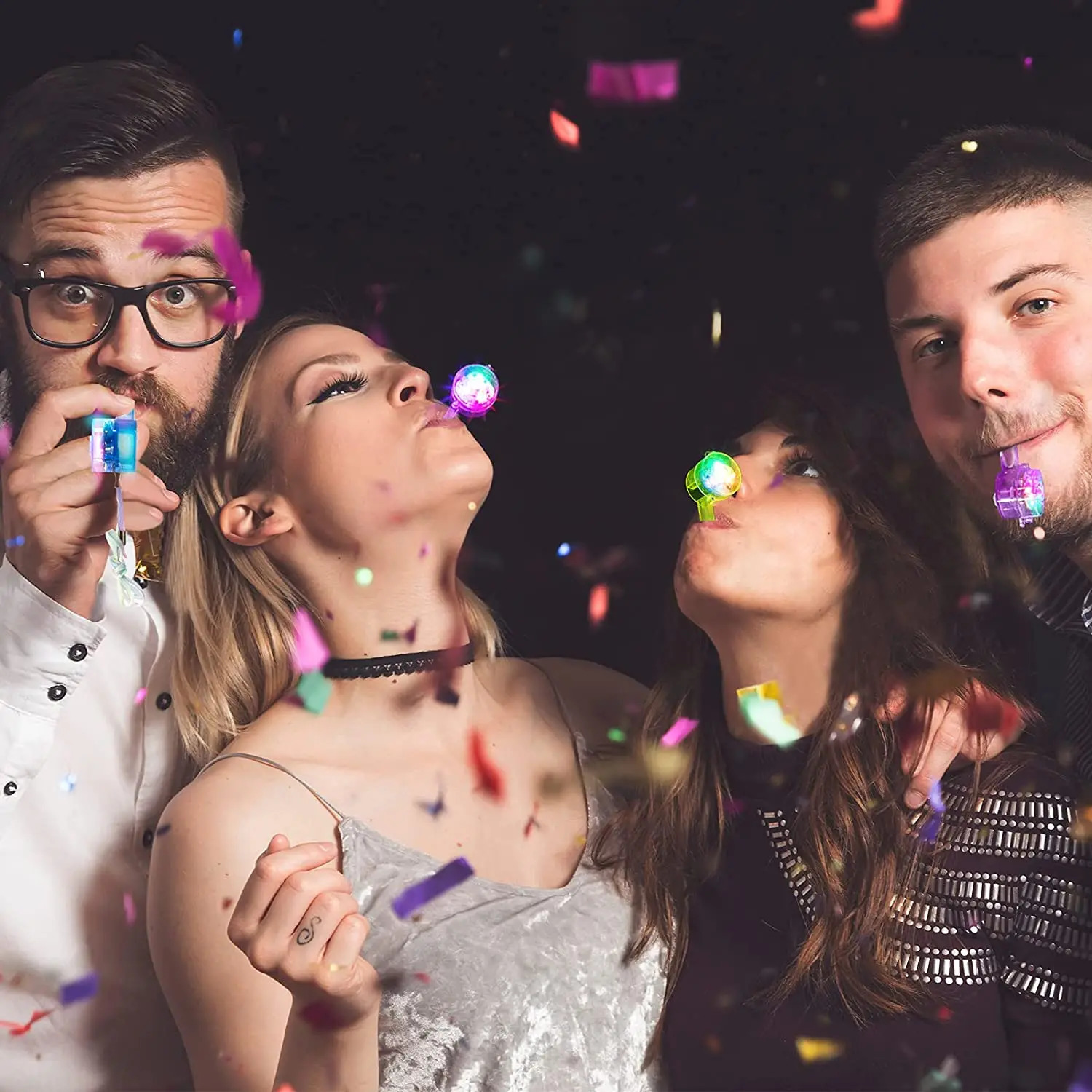 Led Rave Toy 18pcs LED Light Up Whistle Glow Luminous Whistles Toys Bulk Pendant Glow In The Dark Favors Birthday Party Necklace Kids Gifts 231030