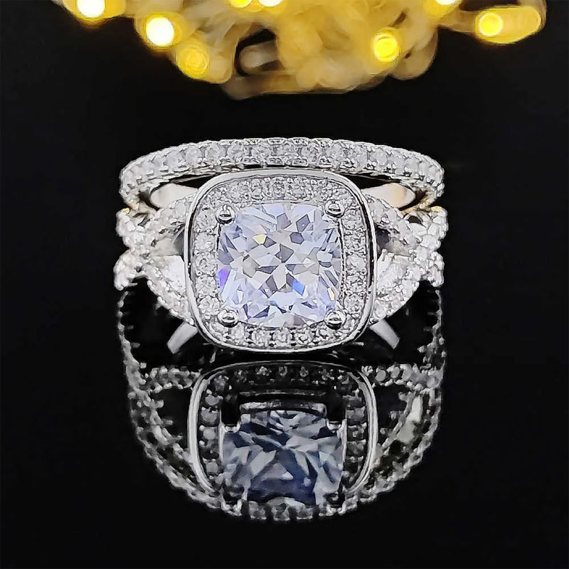 Band 2023 New Sterg Sier Big Wedding Rings Set for Bridal Women Engagement Finger Party Gift Designer Jewelry J230517