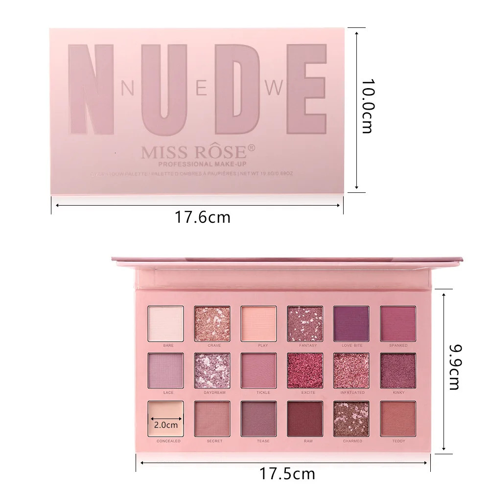 Eye Shadow MISS ROSE 18 Color HUDA Pearlescent Matte Eye Shadow Professional Color Make-up Multicolored Eye Shadow Disc 231031