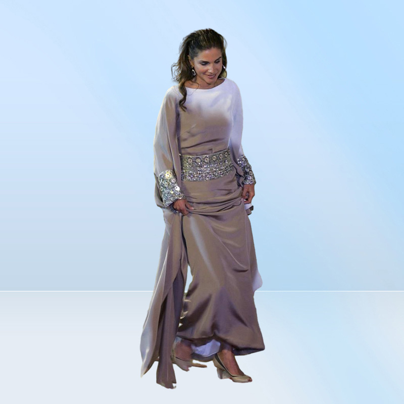 New Arrival Muslim Evening Dresses Long Sleeves Dubai Kaftan Evening Gowns with Beaded Sash Islamic Abaya Moroccan Formal Party Dr