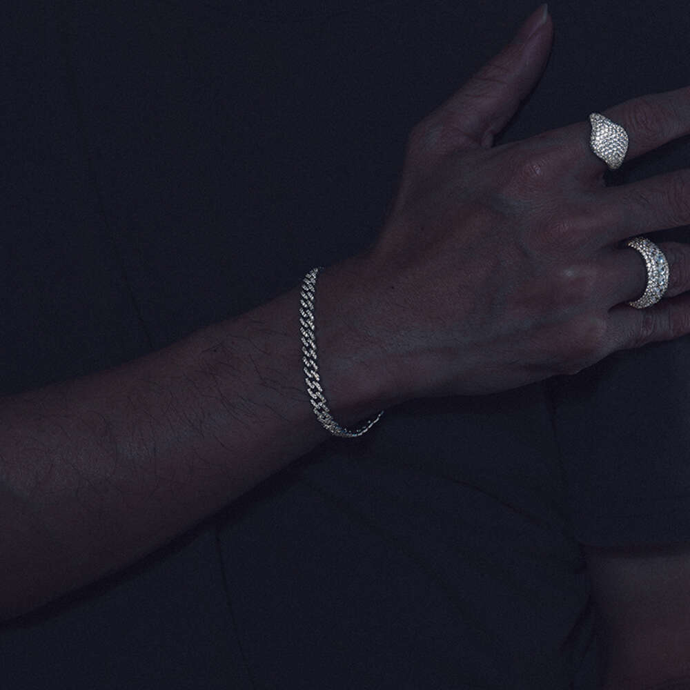 designer necklace bracelet hip hop rock Solid Sterling Sier Created moissanite dias cuban bracelets for men women fine jewelry Drop shipping 6MM