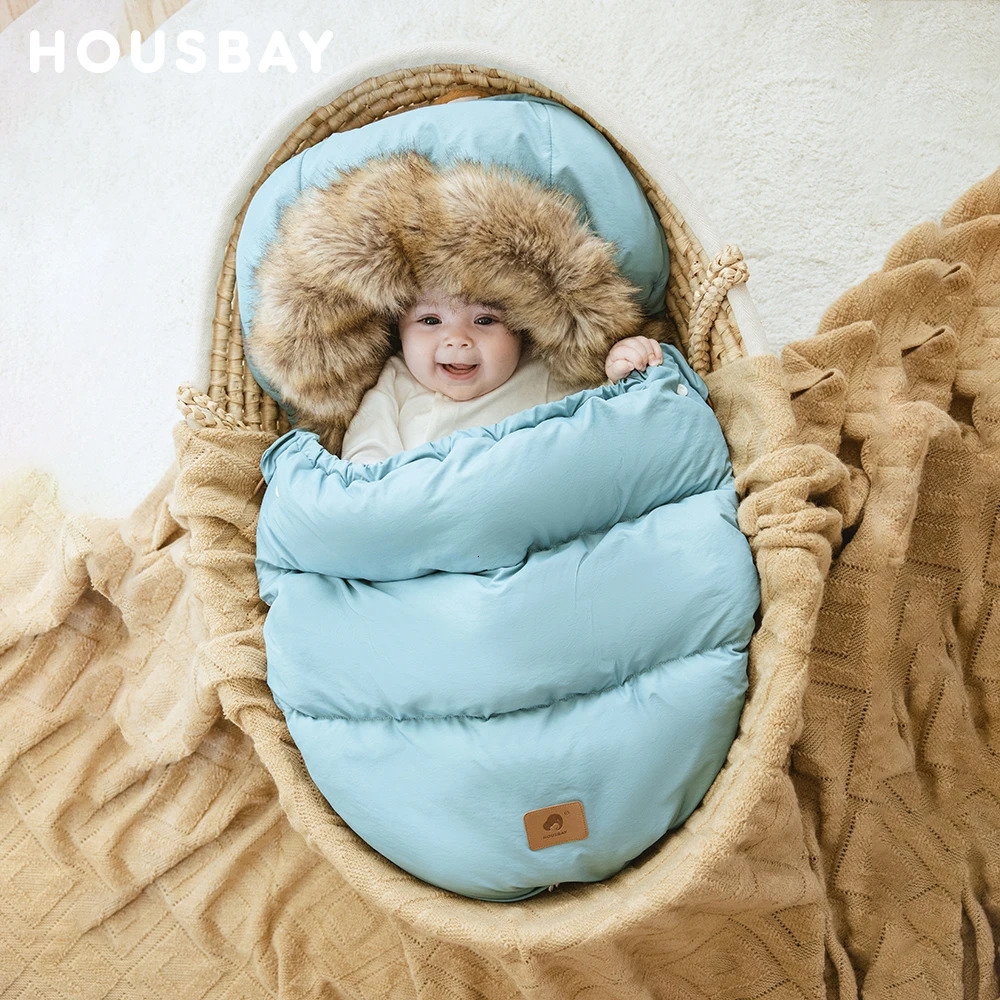 Sleeping Bags Baby Sleeping Bag In Stroller Winter Windproof Fur Collar Removable 2 Styles Footmuff 0-36 Months For Cart Basket born 231031