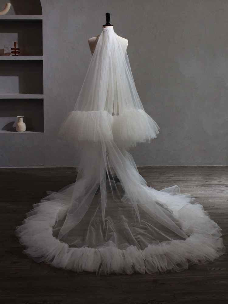 Stunning Wedding Veil Long Court Train Bridal Veils 2 Layers Tulle with Comb