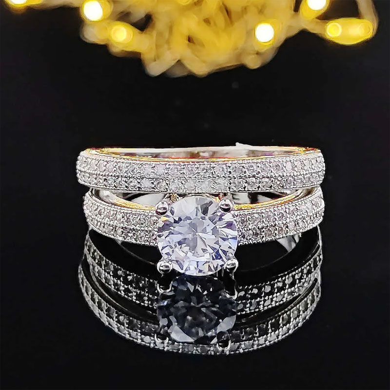 Band 2023 New Sterg Sier Big Wedding Rings Set for Bridal Women Engagement Finger Party Gift Designer Jewelry J230517