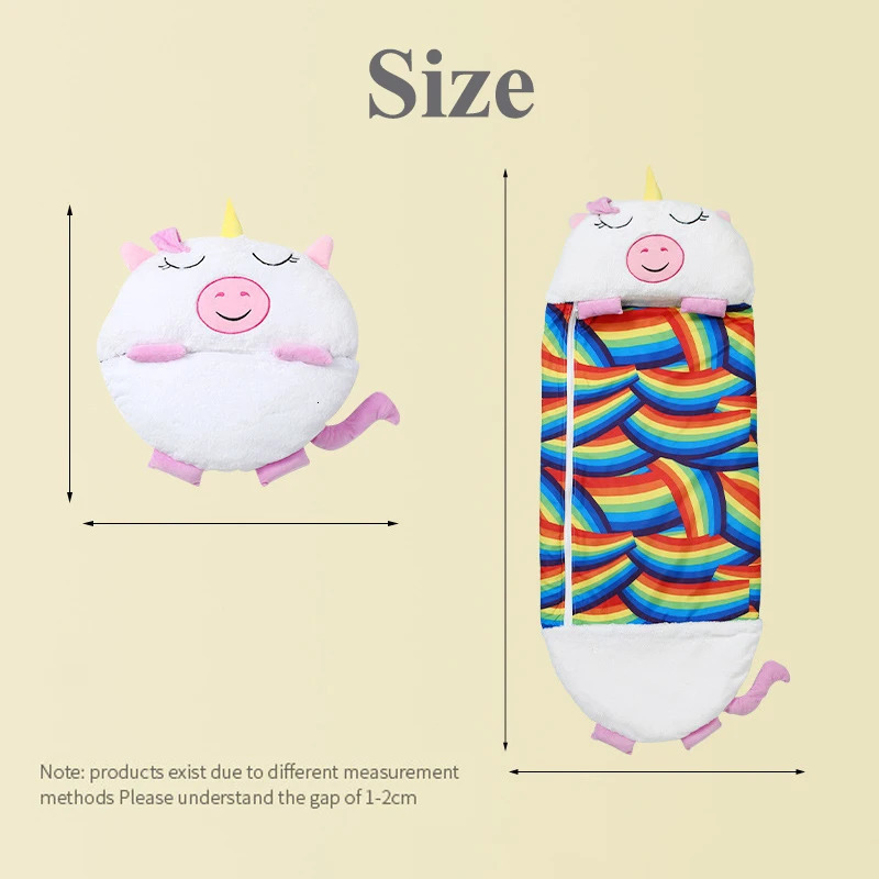 Sleeping Bags Children Cartoon Sleeping Bags Winter Autumn Pillow Soft Plush Doll Unicorn Dinosaur Lazy Sleepsacks for Boy Girl Birthday Gift 231031
