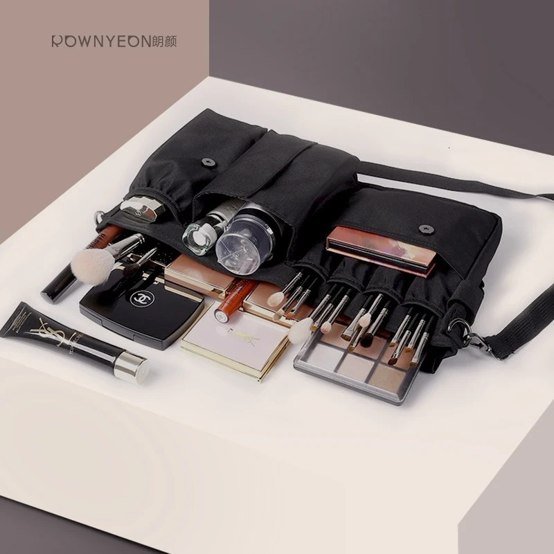 Cosmetic Bags Cases Rownyeon Makeup Artist Bag Studio Bag Waist Bag Brushes Storage for Makeup Artist Hair Stylist with Tissue Pocket Brushes Holder 2