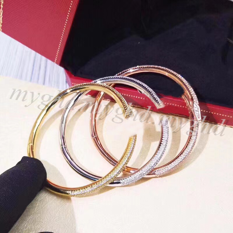 Women Men Bangle Bracelet No/With/Full Diamond Screw Cuff Bracelets With Box