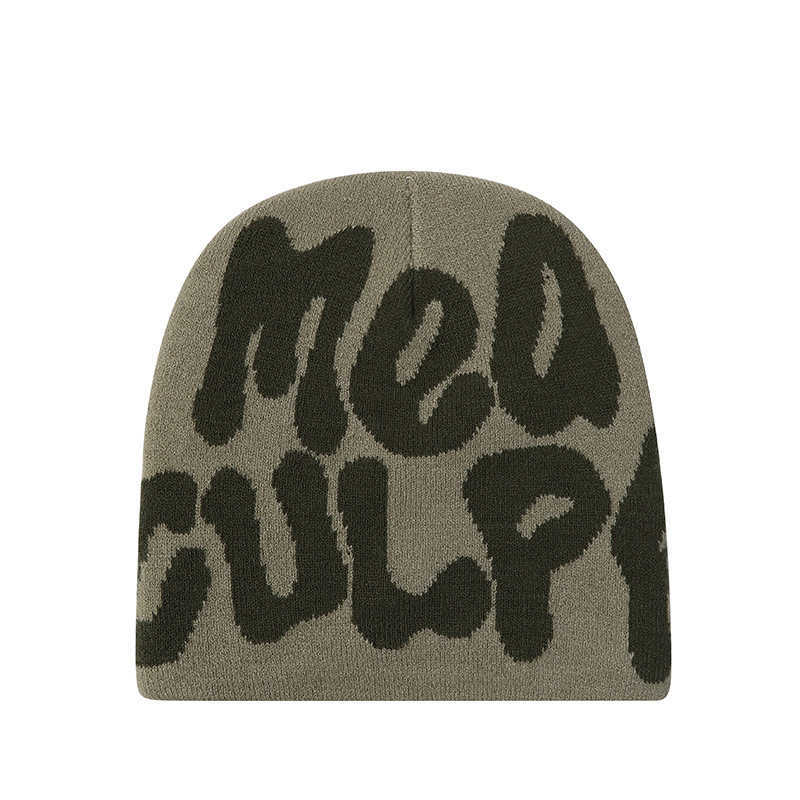 2023 Knitting Beanies Hat Men Women unisex Mea Culpa Y2k mea culpa Warm Hip hop alphabet creative hipster Fashion brimless cap keep warm outdoors Hats HKD231031 two