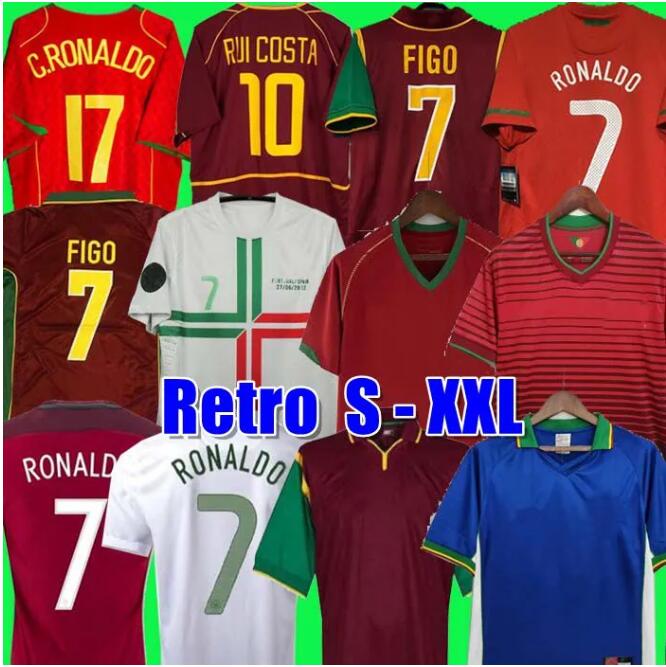 RONALDO Retro Soccer Jerseys 1992 94 98 99 2010 12 16 2000 02 04 06 RUI COSTA FIGO NANI PEPE Classic Football Shirts Camisetas de futbol Portugales Vintage