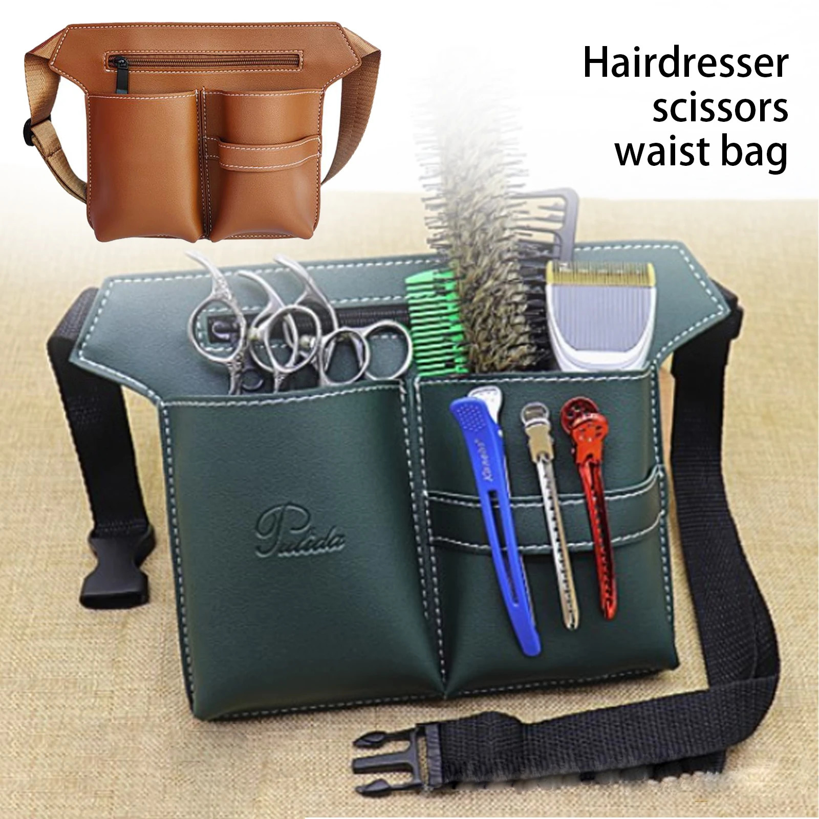 Clips Comb Case Hairdressing Barber Hair Scissor Holster Holder Tool Salon Waist Pack Belt PU Leather Bag 231030