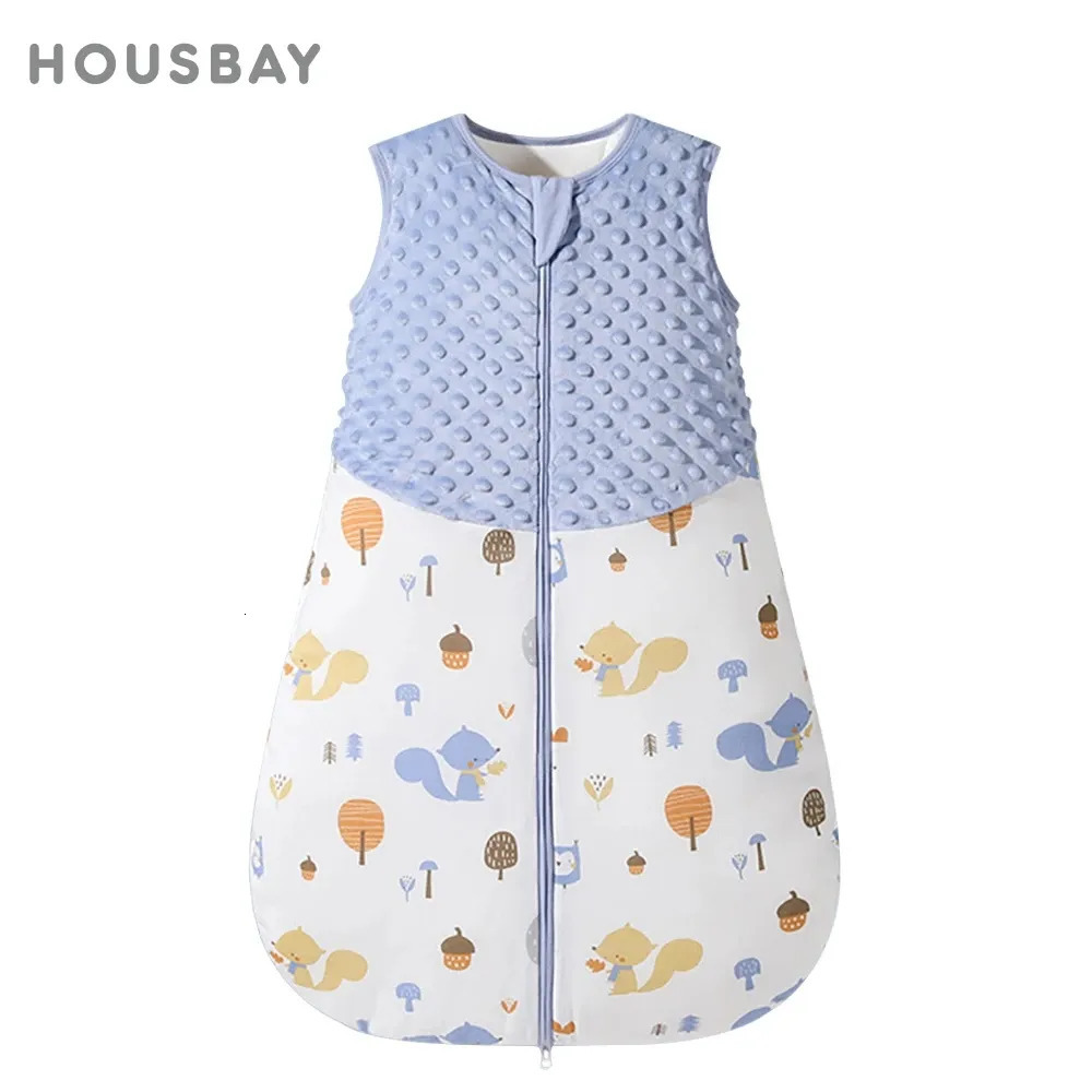 Sleeping Bags Baby Sleepsack 3-24Months Autumn Baby Sleeping Bag Blanket 1.5Tog Doudou Soft Feeling Starfish Shell Print Vest Style 231031