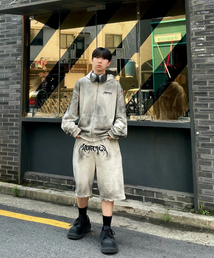 Grailz Project Vintage High Street Men Loose Hooded Style for Men Zipper Jacket Washed Damaged Spray Dirty Zipper Coat